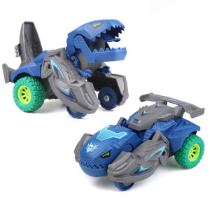 Alphar Toys Transforming Dinosaur Car Deformation Car Toys Inertial Sliding Dino Car Automatic Transform Toy Boys Gifts