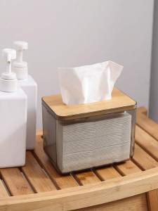 Tissue Box Tissue Holder Household Square Table Napkin Holder Wood Lid Paper Storage Container Keimav