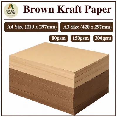 Versatile Brown Kraft Paper Sheets A4 A3 80gsm 150gsm 300 400gsm Eco Friendly Gift Wrapping Heavy Duty Cardstock DIY Packaging Art Supplies Scrapbooking Construction Paperboard Label Sketching Drawing Notebook Project Stationery Board Sheet