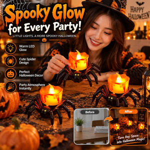 Horror Spider LED Night Light Scary Halloween Decoration Warm Candle Lamp Table Prop Spider Ornament for Party Bar Home Haunted House Gift Decor