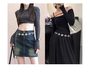 #COD Gold Waist Chain for Women Korean Silver Oval Boho Waist Belt Summer Geometric Chain for Women Summer Beach & Party Accessory