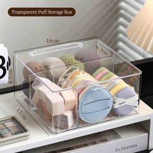 TQS Transparent Multi-Functional Storage Box with Lid for Makeup Blenders Puffs & Daily Essentials