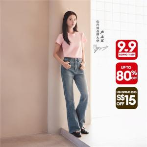 Giordano Women Women Korea Collection 100% Cotton Crewneck Short Sleeve T-Shirt Free Shipping 05325550