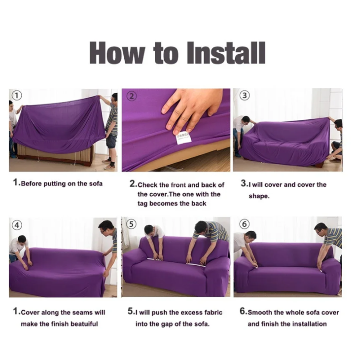 3 In1 Set Sofa Cover Elastic Sofa Cover With Skirt Anti-Slip Sofa Seat ...