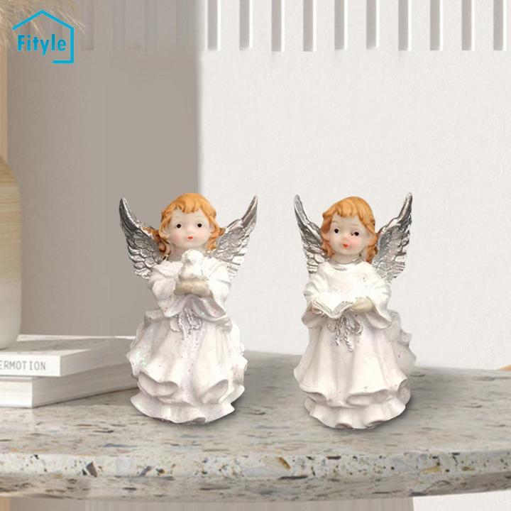 Fityle 2Pcs/Set Resin Angel Figurines Angel Decoration for Patio
