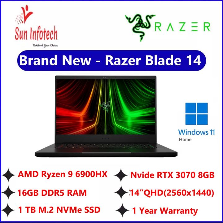 Razer Blade 14 (P8 NT/ 14" 165Hz QHD Matte, 2560 x 1440/ AMD Ryzen 9 6900HX / RTX 3070 Ti 8GB VRAM/ 16GB DDR5 RAM/ 1TB PCIe Gen4 SSD/ Per key RGB Chroma Keyboard/ 1.78kg/ Win 11 Home)