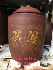 Hũ đựng gạo 25kg gốm Gia Hưng Bát Tràng