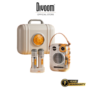 Divoom Spark‑Pro 80W Karaoke Bluetooth Speaker – White | Dual Wireless Mics RGB LED Visualizer