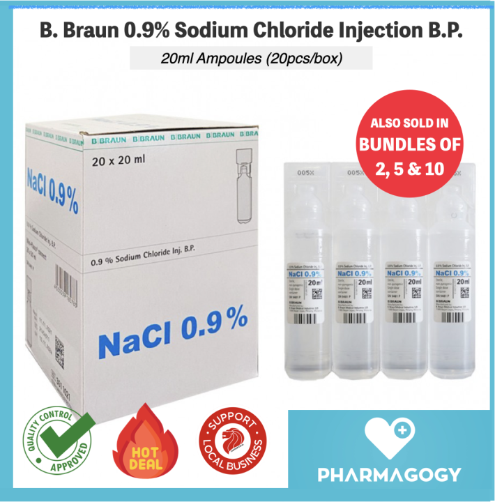 B. Braun 0.9% Sodium Chloride Injection B.P. 20mL 20 Ampoules/Box, B ...