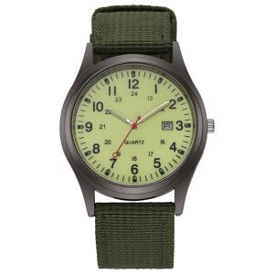 RUSSELLERT Lịch Đồng hồ nam Canvas Hiển thị ngày tháng. Dây đeo vải canvas Đồng hồ dây nylon Thời trang Thiết kế đơn giản. Đồng hồ thời trang kiểu dáng thường ngày. Dành cho nam giới.