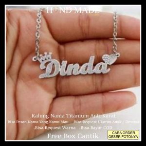 kalung nama titanium anti karat anak dewasa kalungnama aksesoris wanita necklace titanium aksesoris fashion