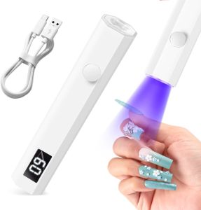 mlogiroa UV Nail Light Handheld UV Light for Nails 3W Portable Led Lamp with 2 Timer Settings 20/60s for Gel Polish Home DIY Salon Women(Pink)