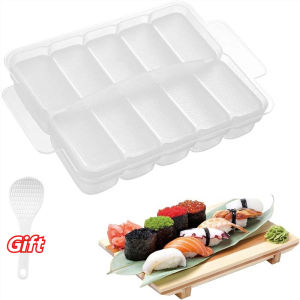 10Grids Rice Ball Mold Sushi Non-stick Pressure Storage Box Lunch Tool DIY Home Kitchen Clear Molds