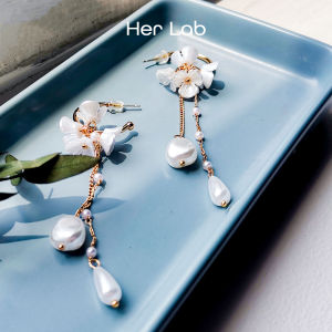 Her Lab Jewelry | Real Silver Stud Earrings Real Pearl Earrings Beautiful White Pearl Drop Earrings Hypoallergenic Pendant Pearl Stud Earrings Korean Fashion Pearl Earrings Womens Luxury Metal Crystal Earrings Jewelry Gifts Free Gift Box