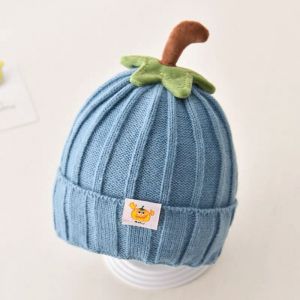 J9YXDU Cartoon Design Baby Knitted Hat Cuffed Style Soft Pumpkin Toddler Beanie Fashion Elastic Infant Cap Halloween