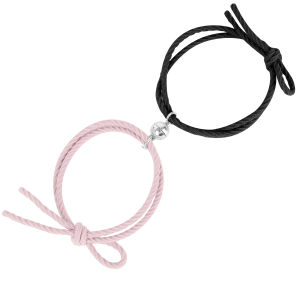 2Pcs Couple Minimalist Heart Lovers Matching Friendship Bracelet Rope Braided Magnetic Distance Bracelet Kit Lover Jewelry