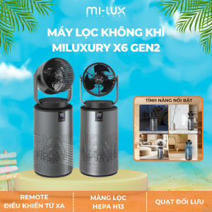 Máy lọc không khí Quạt tuần hoàn cao cấp MILUXURY X6 Gen 2 công suất 66w Màng lọc hepa H13+