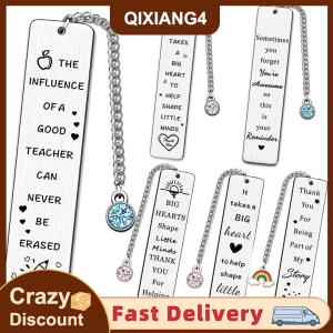 【QIXIANG4】 Thép không gỉ kim loại lá Rhinestone Mặt dây chuyền Bookmark sinh viên giáo viên Quà Tặng đọc nhà Bookmark tìm hiểu Nguồn cung cấp giáo viên ngày Quà Tặng