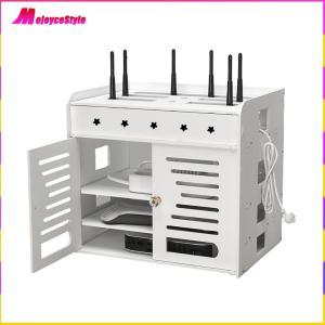 Wireless Router Hideaway Box with Wall Mount and Easy Access Design for Clean and Tidy Living Room or Office Environment