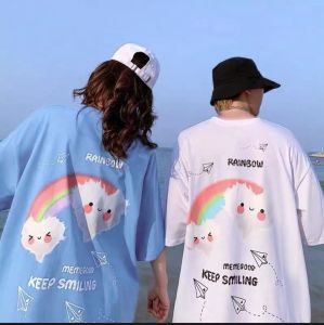 Áo Thun Nam Nữ Form Rộng In Hình MÂY CƯỜI độc đẹp Vải Dày Mịn Thiết Kế Thời Trang Đường May Sắc Sảo ( trắng )