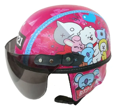 Helm Anak Broco Chip Retro Raca Riben Lucu Usia 1 sampai 5 tahun Motif Heello Kiitty - Pink/Cream
