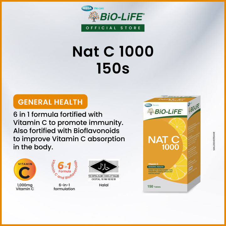 BiO-LiFE Nat C 1000mg 150 tablets (EXPIRY DATE MAR 2027) | Lazada Malaysia
