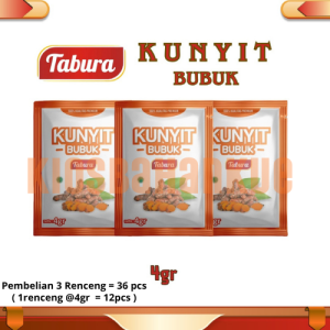 ​Kunyit Bubuk Tabura 4g | Bumbu Kunyit Murni Premium | Segar Alami untuk Masakan (  PEMBELIAN 3RENCENG = 36PCS )