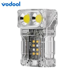 VODOOL COB+SMD LED Outdoor Mini Flashlight 1200mAh Portable Torch Lamp Power Display Hat Clip Light for Camping Fishing Walking