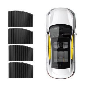 LUXEMO 2/4 Pcs Có thể gấp lại Rèm xe hơi Vải nguyên chất Màu đen Tấm che nắng cửa sổ bên xe hơi Bảo vệ khỏi tia cực tím Tấm che nắng kính chắn gió bên Phụ Kiện Ô Tô