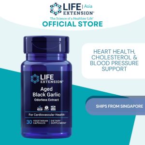 LIFE EXTENSION Aged Black Garlic heart health cholesterol & blood pressure support 30 vegetarian capsules