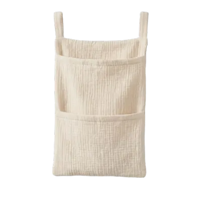 HUNIU Vải cotton nguyên chất Túi treo nôi em bé Dung lượng lớn Đa chức năng Túi đựng đồ xe đẩy em bé Thực tế 2 túi Hộp đựng tã Hàng ngày