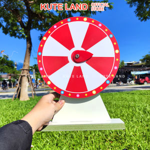 Vòng quay trúng thưởng may mắn 25 cm 10 ô màu trắng đỏ có thể ghi bút bi sáng tạo nội dung sự kiện trò chơi