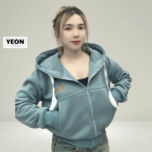 Áo khoác nỉ form lửng 4 túi thêu chữ nón to 2 lớp thời trang tay bo chun xỏ ngón dây kéo cao chống nắng tốt