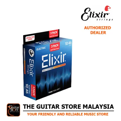 Elixir Nanoweb 3-Pack Nickel Plated Steel Coated Electric Guitar Strings Light Gauge - 10-46 (16567 / 3 Pack)