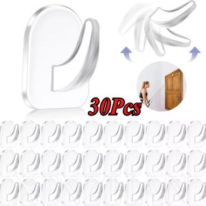 10-30Pcs Mini Traceless Hook - Transparent Wall Mounted Hanging Racks Waterproof No Punching Strong Self-adhesive Storage Hooks  Bathroom Kitchen Organizer  for Key BagHat No Drill Adhesive Hook Condo Essentials Rental Safe Hook  Damage Free Wall