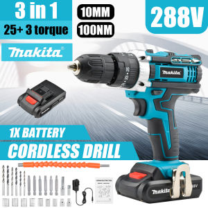 Makita Impact drill Cordless Drill 288V drill power tool heavy duty drill set rechargeable drill bit set for metal wood and concrete makita power tools electric drill set on sale cordless drill big impact drive tools
