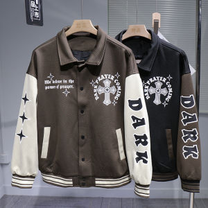 ÁO KHOÁC BOMBER VARSITY JACKET CỔ BẺ CHẤT DẠ HỌA TIẾT IN DÁNG RỘNG CỰC ĐẲNG CẤP CHO NAM NỮ