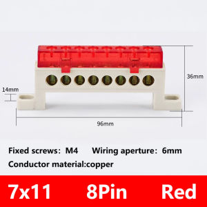Zero wire terminal 3/4/5/6/7/10-Hole Distribution Box Terminal Block dustproof Ground Copper Bar Bridge type Busbar With cover Screw Brass Ground Neutral