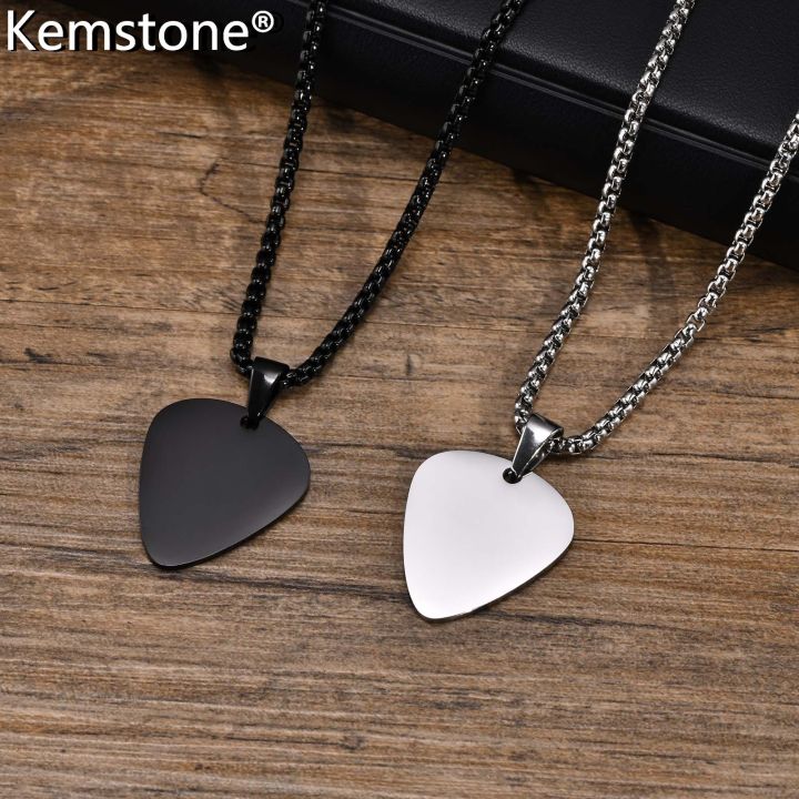 Buy Guitar Pick Necklace Men Silver Triangle Pendant Oxidized Cuban Link  Chain Birthday Gift for Teens for Boyfriend Men Jewelry SN00192 Online in  India - Etsy