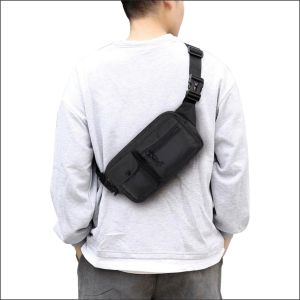 Tas Selempang Pria Polos Hitam Ada 2 Kantong Depan Untuk HP dan Barang Bawaan Lainnya - PG - 8828