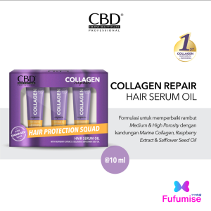 CBD Collagen Repair Hair Serum Oil 3x10ml BOX | Hair Protection Squad with Raspberry Extract Collagen & Safflower Seed Oil | FUFUMISE