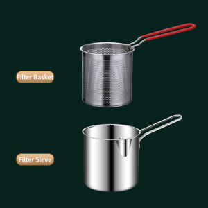 304 Stainless Steel Deep Frying Pan with Strainer and Tongs Universal Kitchen Cookware