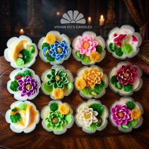 Hộp 12 Nến Cốc Ngư Liên Khai Vận Màu Ngẫu Nhiên Vivian Vus Candles - Nến Thờ Cúng Nến Tâm Linh