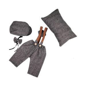 Infant Photography Props Beret Hat & Suspender Romper Photo Suit Photostudio Props Universal Newborn Costume Shower Gift