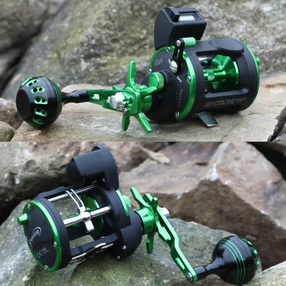 Sea Fishing Reels 6+1BB 5.1:1Full Metal Drum Trolling Fishing Reel Green  Left Right Hand Reel