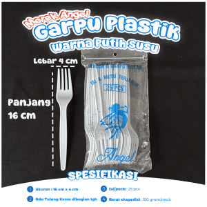 Garpu Makan Bening Putih Susu Hitam ANGEL Model Bulat Isi 25 Pcs / Model GB
