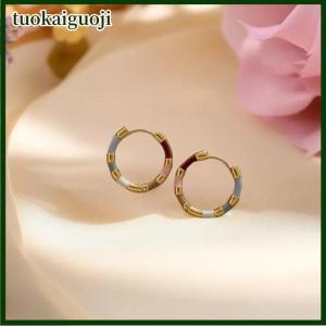tuokaiguoji ต่างหูห่วงกลมโลหะเคลือบสีสันสดใสแฟชั่นเกาหลีสำหรับผู้หญิงสวมใส่ทุกวันอุปกรณ์เสริมหูแนวหวานสำหรับงานปาร์ตี้สุดเซ็กซี่