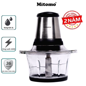 Máy Xay Thịt Đa Năng Cối Xay Thịt Thuỷ Tinh Mitomo MT-450 Máy Xay Ớt Tỏi - HÀNG CHÍNH HÃNG Bảo Hành 2 Năm