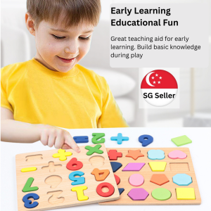 (SG Seller) Montessori Wooden Numbers Letters & Shapes Puzzle Set