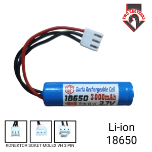 Baterai UNIVERSAL / Baterai EDC / Elektronik Lainnya1X 18650 3000mAh 37V BMS 1S 3A SOKET MOLEX VH 3 PIN